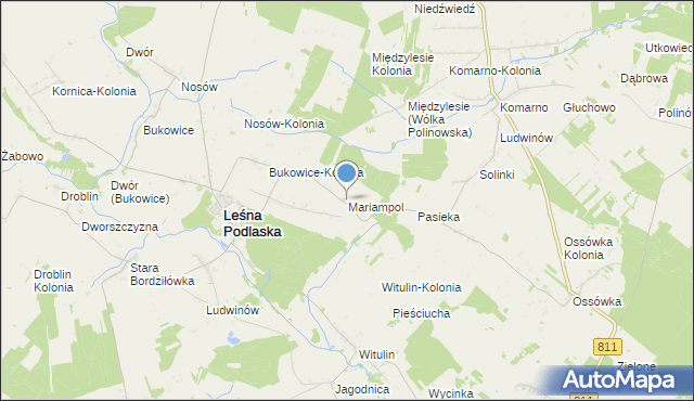 mapa Mariampol, Mariampol gmina Leśna Podlaska na mapie Targeo